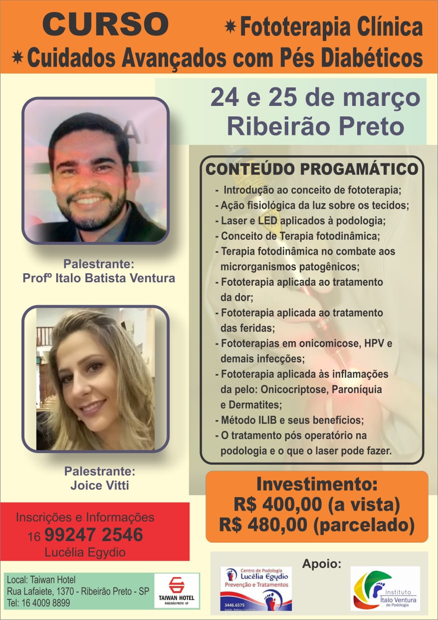 CURSO FOTOTERAPIA CLÍNICA & CUIDADOS AVANÇADOS COM PÉS DIABÉTICOS